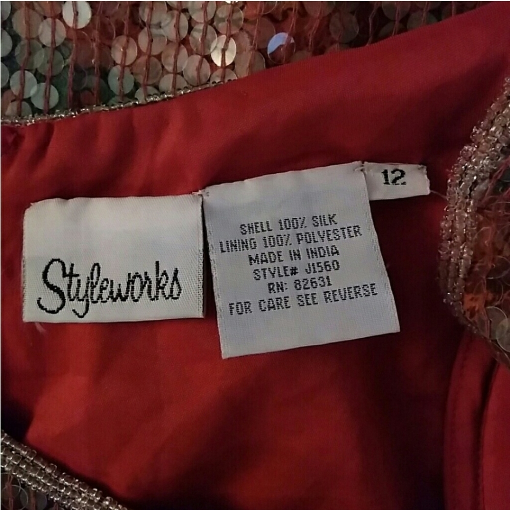 Styleworks vintage red sequined cocktail dress - Picture 4 of 4